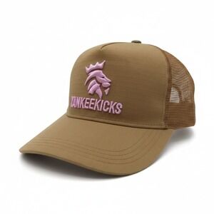 YankeeKicks Trucker Hat Beige Pink Lion Crown Logo Snapback PLAS7-2034EOFT1-260